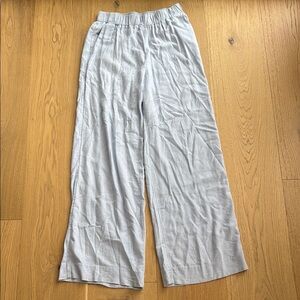 Abercrombie & Fitch Light Gray Wide-Leg Linen Pants